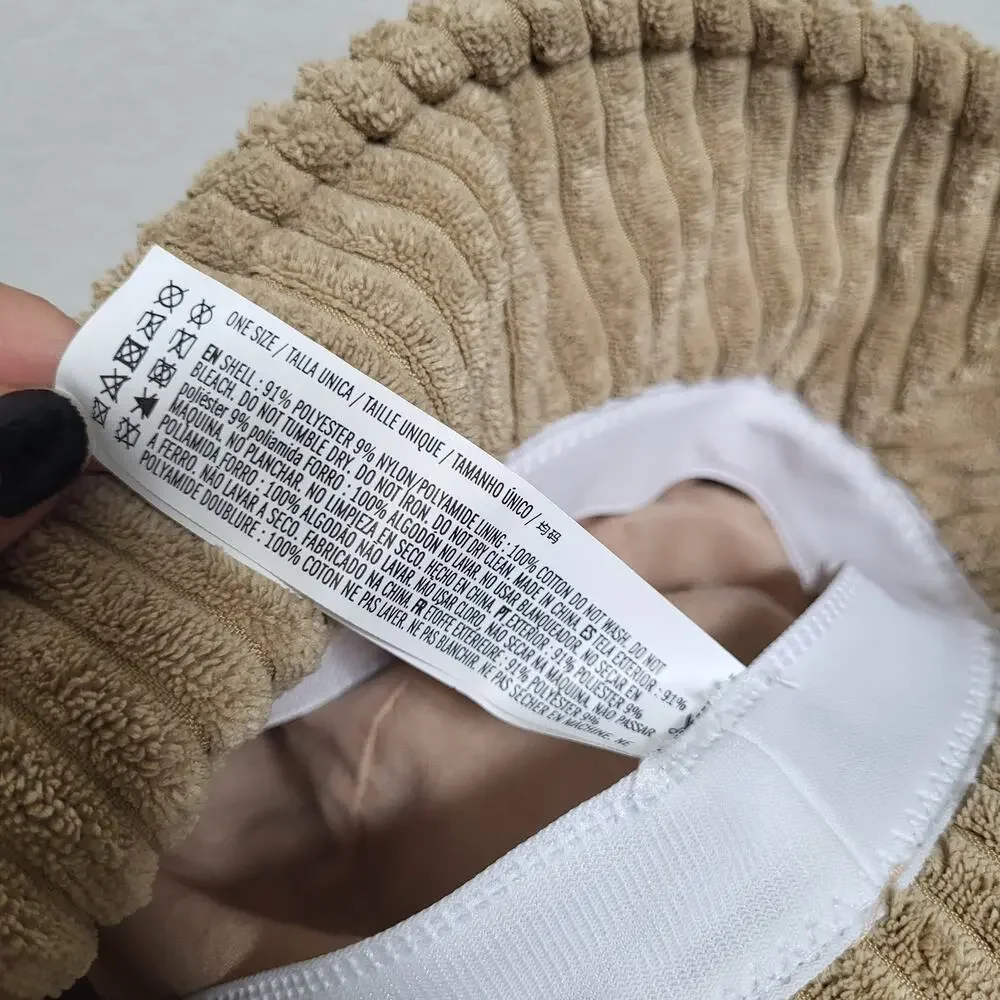 Tan Bucket Hat Womens One Size Soft Wide Corduroy Soft Cozy Winter Fall Casual
